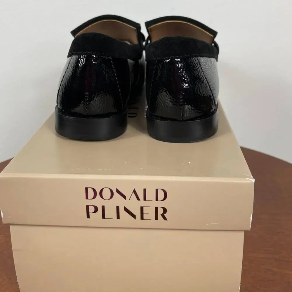 New Donald Pliner Breezy Loafer in Black Leather / Suede Women's Size 5